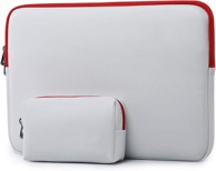 Torba za laptop, tablet do 13,5", izrađena od eko kože + torba, bijela i crvena